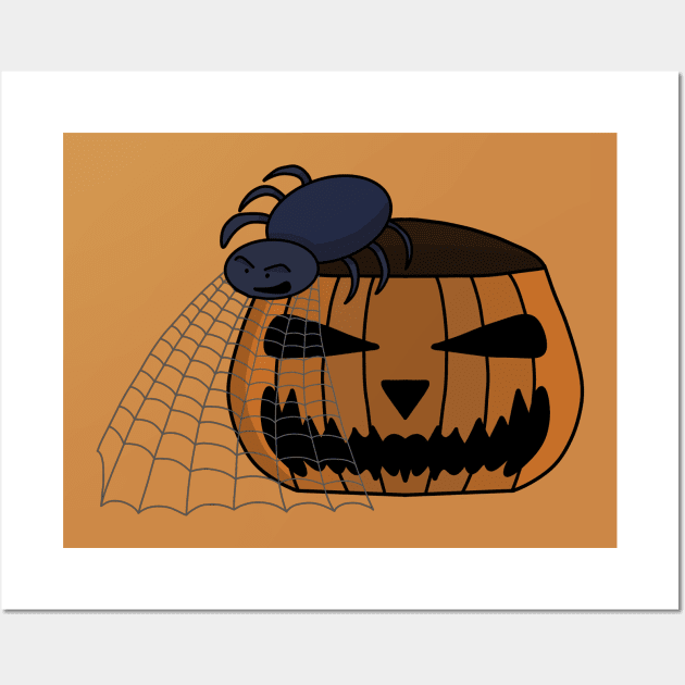 Spider in the web in the halloween pumpkin Wall Art by DiegoCarvalho